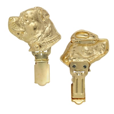 Vergulde Staffordshire Bull Terrier Brosche met Nummerclip