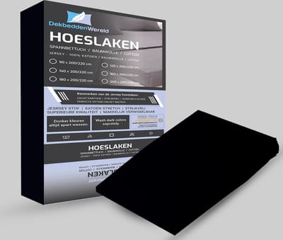 Dekbeddenwereld Jersey Stretch Hoeslaken - Extra Stretch Jersey Hoeslaken voor Matrassen – Premium Zacht, Ademend en Duurzaam met Elastiek Rondom voor een Veilige, Kreukvrije Pasvorm en Dagelijks Slaapcomfort - zwart - 160 cm x 200 cm
