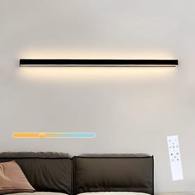NETTLIFE Wandlamp Binnen LED - 100CM - zwart - 3000-6500K Dimbaar - moderne wandverlichting - lange hal lamp 15W - Metaal - slaapkamer lamp - voor Woonkamer | Keuken | Hotel