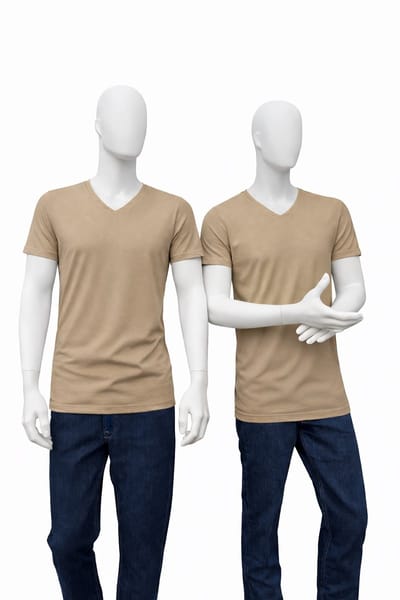RELAKZ - Heren T-shirt - Deep V-hals - Organisch Katoen - 2 Pack - Taupe - Maat M