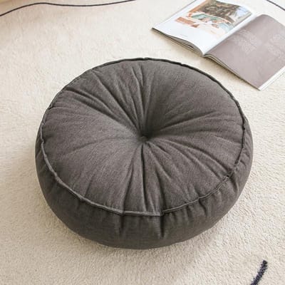 Rond Vloerkussen - Zitkussen Tatami - Ontspannen Zitten - Verdikte Vulling - 45x45x10 cm - Donkergrijs