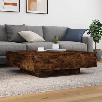 vidaXL - Salontafel - 100x100x31 - cm - bewerkt - hout - gerookt - eikenkleurig