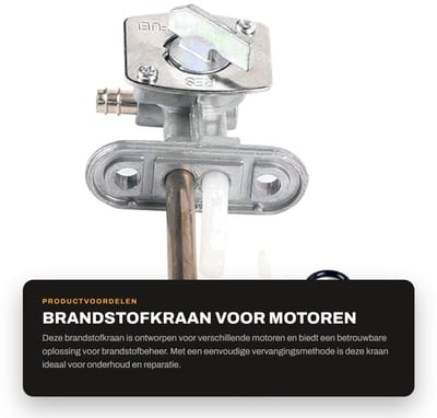 Dailygoods- Brandstofkraan Gloednieuw - Benzinekraan - Brandstofventiel - Metaal/Kunststof - Binnendiameter 6 mm - Totale lengte 54 mm