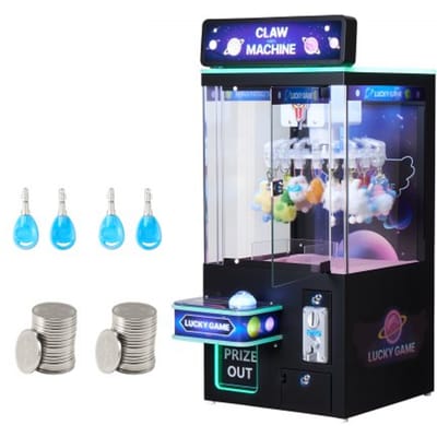 VEVOR grijpmachine, middelgrote arcadekast met licht en geluid, instelbare moeilijkheidsgraad, nauwkeurige snoepgrijper voor het uitdelen van prijzen, voor commerciële thuisbioscopen, zwart-paars