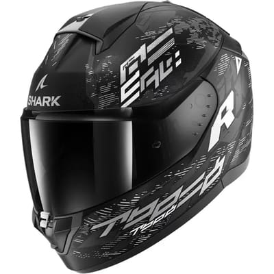 SHARK RIDILL 2 MOLOKAI Mat Black White Silver - Maat M - Integraal helm - Scooter helm - Motorhelm - Zwart - Scooterhelmen mannen en vrouwen.