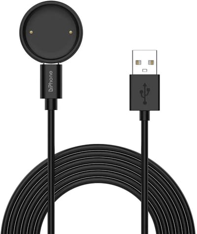 DrPhone USB Oplaadkabel 1m voor Amazfit Active2 – Magnetische Smartwatch Oplader met Vergulde POGO Pins – Snel & Veilig – 5V 1A - Zwart