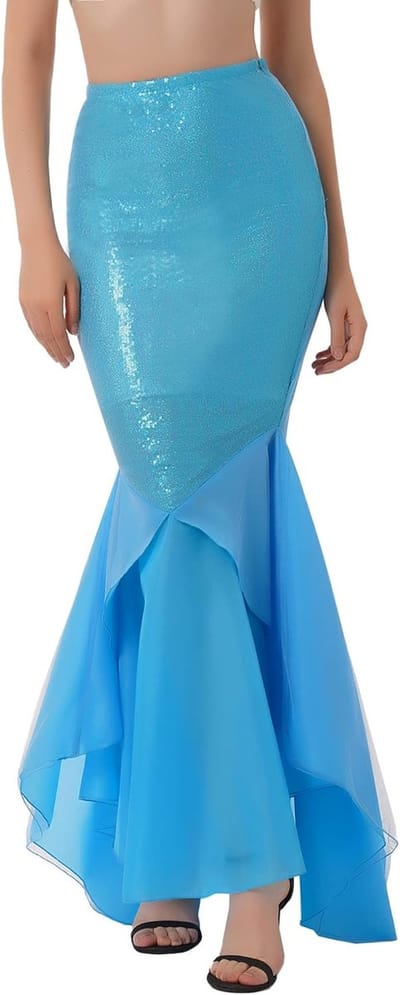 Zeemeermin Kostuum Rok - Feestelijke Maxi Rok - Carnaval Cosplay - Gedetailleerde Pailletten - Verschillende Maten