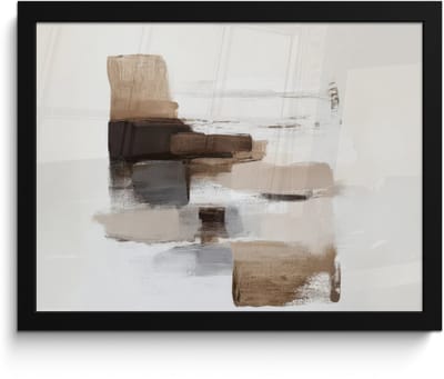 Poster in lijst - Fotolijst 40x30 cm - Posters - Penseelstreken - Balans - Beige - Bruin - Posterlijst zwart - Decoratie - Wanddecoratie woonkamer - Muurdecoratie slaapkamer