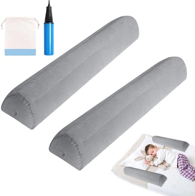 Uitvalbeveiliging bed, set van 2 bedhekken voor kinderen, opblaasbaar bedhek, valbescherming met handpomp, voor baby's, ouderen en volwassenen, voor onderweg, tweepersoonsbedden en