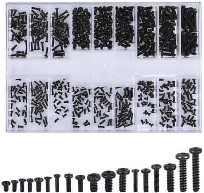 Precision Micro Repair Schroeven 500 Stuks voor Laptop en PC - Diverse Maten M1.2, M1.4, M2 - Staal met Zwarte Oxide Coating voor Betrouwbare Reparaties
