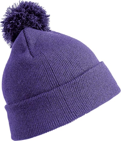 Result Wintermuts - met pom pom - paars - volwassenen - dames/ heren - muts - 100% acryl