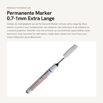 Dailygoods- Permanente Marker Waterdicht - Extra Lange Punt - Veegbestendig - Sneldrogend - Geschikt voor Diverse Oppervlakken - 0,7-1 mm Lijnbreedte - Markerpen