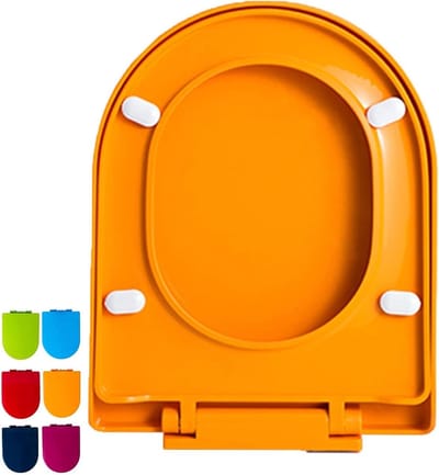 D-vormige toiletbril - Toiletdeksel WC bril - Badkamer vernieuwen - Soft Close met snelsluiting - 36 x 445 cm - Oranje