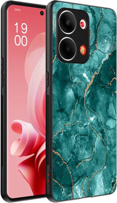 Smartphonica Telefoonhoesje Geschikt voor Oppo Reno 9 / 9 Pro met marmer opdruk - TPU backcover case marble design - Goud Groen geschikt voor Oppo Reno 9;Oppo Reno 9 Pro