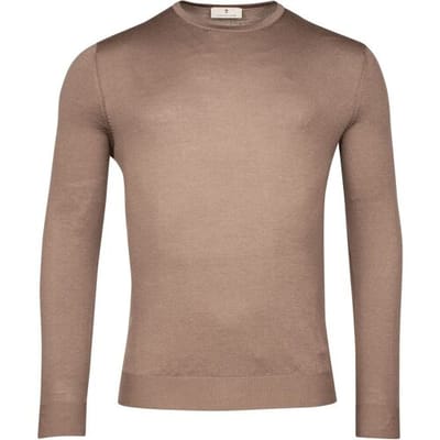 Thomas Maine Trui Merino Crew Neck Single Knit Taupe / male