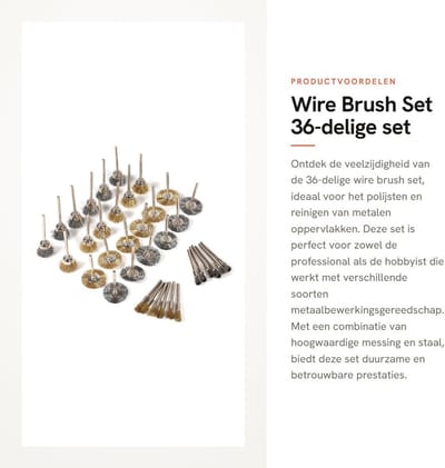 Dailygoods - Wire Brush Set - 36-delige set - Geschikt voor polijsten en reinigen - Kleur: zilver - Roestverwijderaar - Voor metaalbewerkingsgereedschap