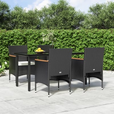 vidaXL - 5-delige - Tuinset - met - kussens - zwart