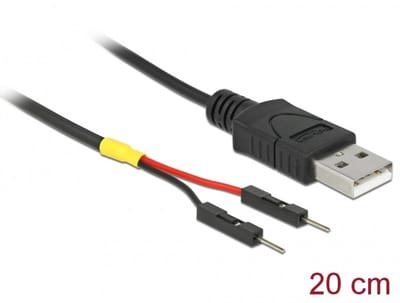 Delock USB Power Cable Type-A to 2 x pin header male separate power 20 cm
