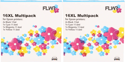FLWR - Cartridges / Epson 16XL Multipack (2 sets) / zwart en kleur / Geschikt voor Epson