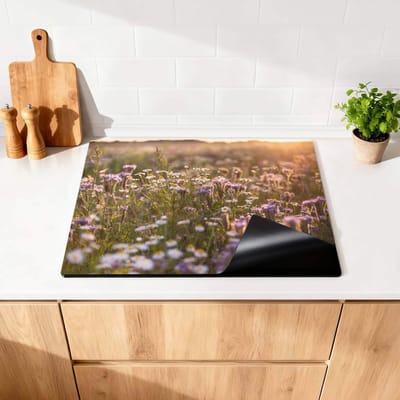 KitchenArt - Evening Meadow - Inductie Beschermer - 83x51.5 cm - Kookplaat Beschermer - Luxe Afdekplaat Inductieplaat - Anti-slip & Oprolbaar - Beschermmat Inductiekookplaat