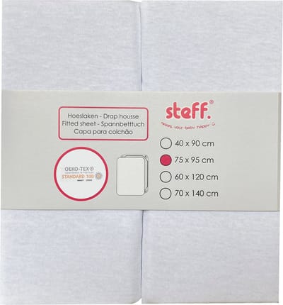 Steff - hoeslaken voor park - 95x75 cm jersey katoen - set van 2 wit - met kwaliteitslabel OEKO-TEX standard 100