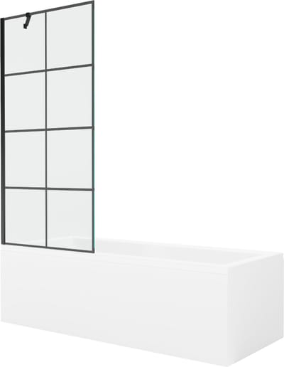Mexen Cubik rechthoekig bad 170 x 70 met omhulsel en 1-vleugelig scherm 80 , zwart patroon - 550317070X9508007077