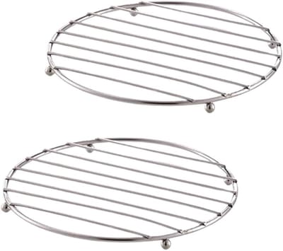 Daity Set van 2 - Rond koelrek - ronde grill - stoomrekset - kookrooster - roestvrijstalen grill-stoom-koelrek - pandrager - pandrager (18 cm)