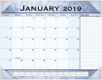 Maandelijkse Bureauonderlegger - Kalender Planner - Bureau Organisatie - 12 Maanden Overzicht - 22 x 17 Inch - Leisteen Blauw