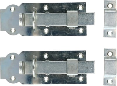 Deltafix schuifslot/hangslotschuif - 2x - 14 x 4.5cm - zilver verzinkt staal - deur - schutting - hek