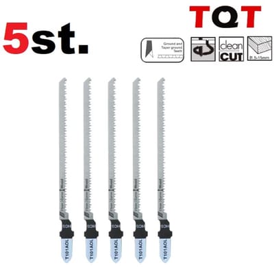 TQT decoupeerzaagbladen T101Aol 5 stuks, decoupeerzaagbladen set 20 Tpi, T-schacht, voor nauwkeurig zagen en schone houten randen - decoupeerzaagjes