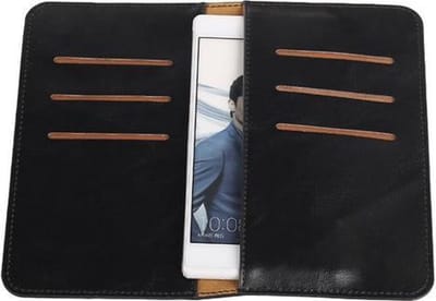 Zwart Pull-up Medium Pu portemonnee wallet voor Huawei
