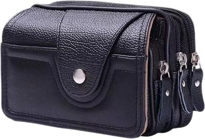 Heren Heuptas van PU Materiaal – Compacte Taille Tas met Rits, Waterafstotende Heuptasje voor Telefoon, Sleutels en Dagelijks Gebruik - Zwart