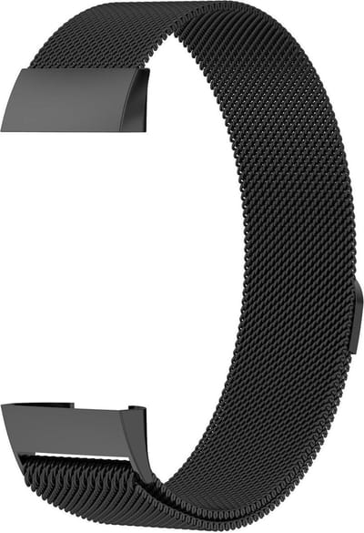 KELERINO. Milanees bandje geschikt voor Fitbit Charge 3 Zwart - Small