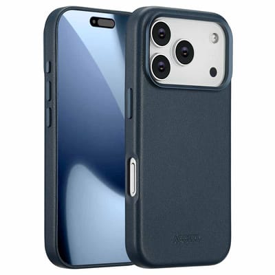 Accezz Hoesje - Geschikt voor iPhone 17 Pro - geschikt voor MagSafe Leather Backcover - Nightfall Blue