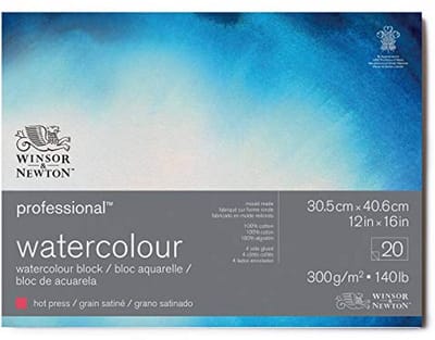 Professioneel Aquarelpapier Blok - 20 Vellen 30.5 x 40.6 cm, 300 g/m², Gesatineerd, Natuurlijk Wit en Archiveerbaar
