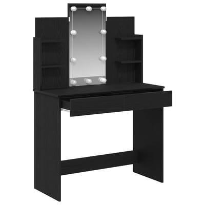 vidaXL - Kaptafel - Zwart - Eiken - 96 - x - 39 - x - 142 - cm - Bewerkt - hout