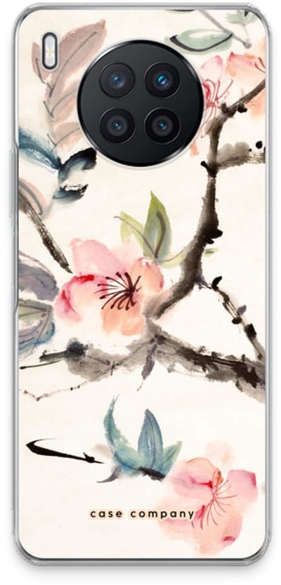 Case Company® - Hoesje geschikt voor Huawei Nova 8i hoesje - Japanse bloemen - Soft Cover Telefoonhoesje - Bescherming aan alle Kanten en Schermrand