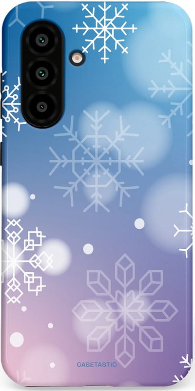 Casetastic hoesje geschikt voor Samsung Galaxy A36 / Samsung Galaxy A56 - Dubbellaagse bescherming - Winterse Sneeuwvlokken - Fashion Case - Lichtblauw Lavendel Lichtgrijs Lichtroze