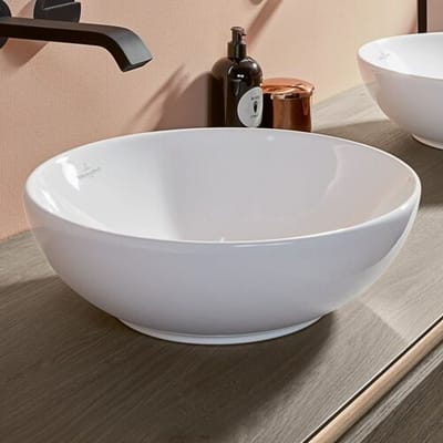 Villeroy & Boch Loop & friends opzetwastafel - 42cm - rond met overloop wit