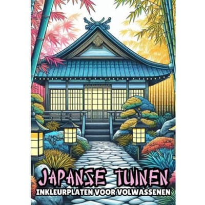 Inkleurplaten Voor Volwassenen - Japanse Tuinen - Kleurboek Shop
