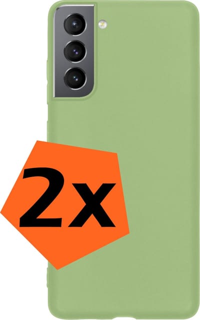 Hoes - 2 Stuks - Geschikt voor Samsung Galaxy S21 FE - Sterk & Shockproof - Case Siliconen - Back Cover - Telefoon Hoes - Groen