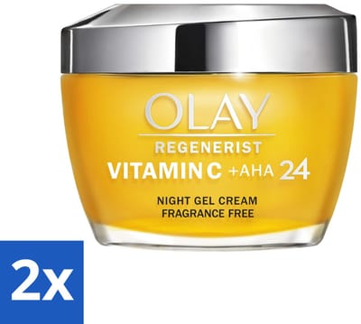 Olay - Vitamine C + AHA24 - Nachtcrème - Vernieuwend & Verhelderend - 50 ml - Voordeelverpakking - 2 stuks