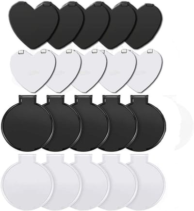 Vouwbare Compact Spiegel Set van 20 Stuks, Mini Handspiegels voor Handtas, Portemonnee en Mobiele Telefoon, Zwart en Wit