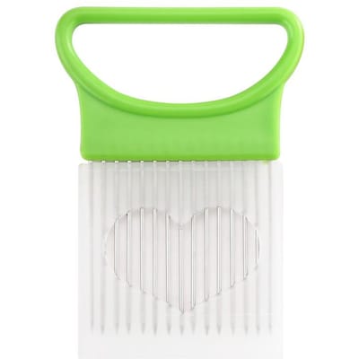 Snijd moeiteloos uien met deze kleurrijke uiensnijder. Keuken roestvrij staal aardappelchip uienhouder voor hakken assi white
