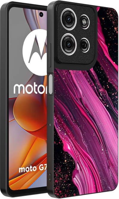 Smartphonica Telefoonhoesje Geschikt voor Motorola Moto G75 met marmer opdruk - TPU backcover case marble design - Paars Roze geschikt voor Motorola Moto G75