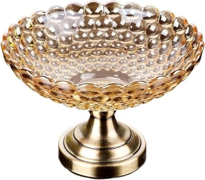 Decoratieve Glazen Fruitschaal - Grote Fruitkom - Woonkamer Decoratie - Grote Capaciteit - 24x24x15cm - Transparant