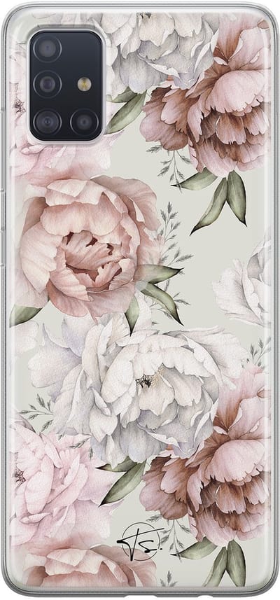 Hoesje geschikt voor Samsung Galaxy A51 - Klassieke bloemen - Soft Case - TPU - Bloemen - Beige - Mooie Telefoonhoesjes