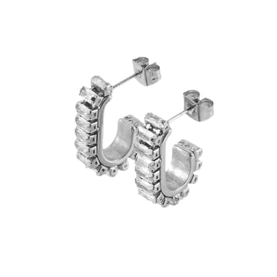 Statement oorringen met Kristallen | Stainless Steel Zilver