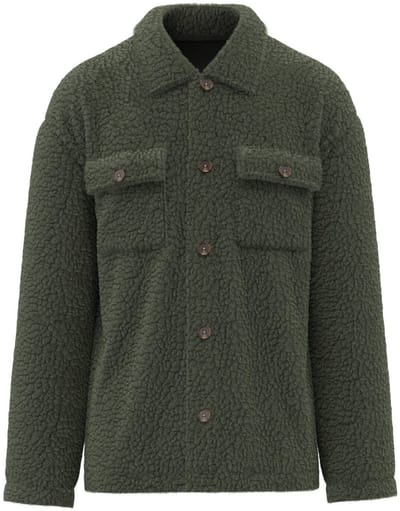 Spasso Uniseks sherpa-overshirt met afhangende schouders SP508 - Forest Khaki - 3XL