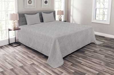 ABAKUHAUS Sprei Set – herfstbladeren, 264x220 cm, bleekgrijs